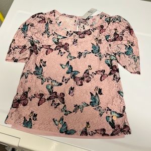 Justice Girls Lace Puff Sleeve Top NEW NWT Size 10, Pink